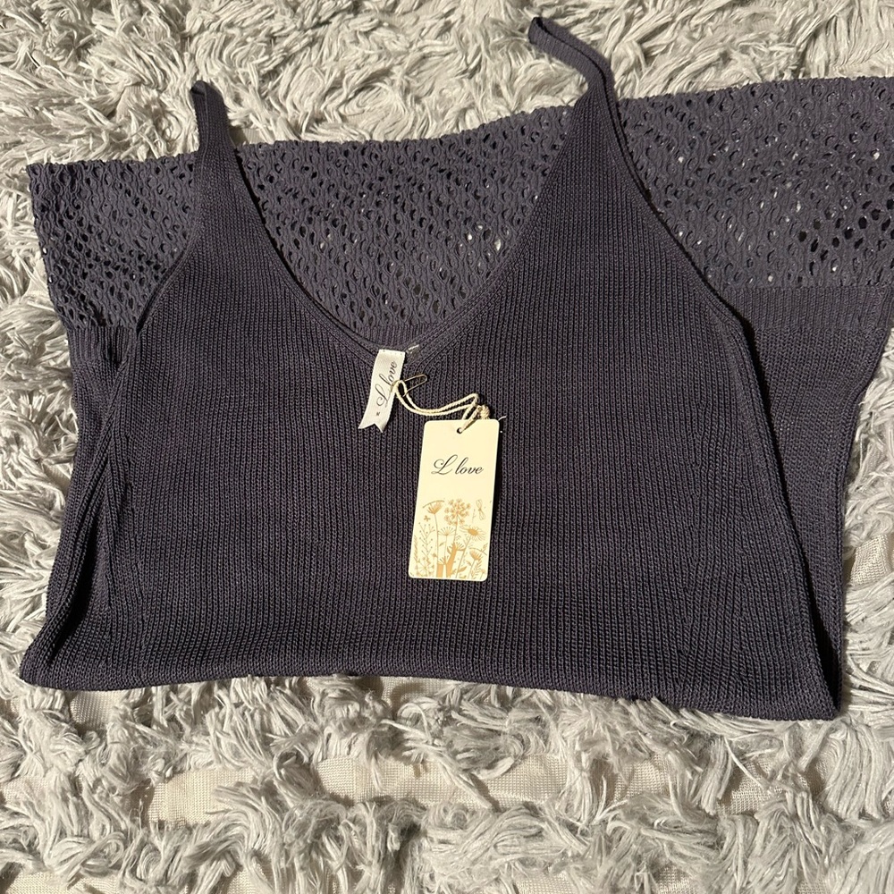 Love Grey Ribbed Cropped Camisole